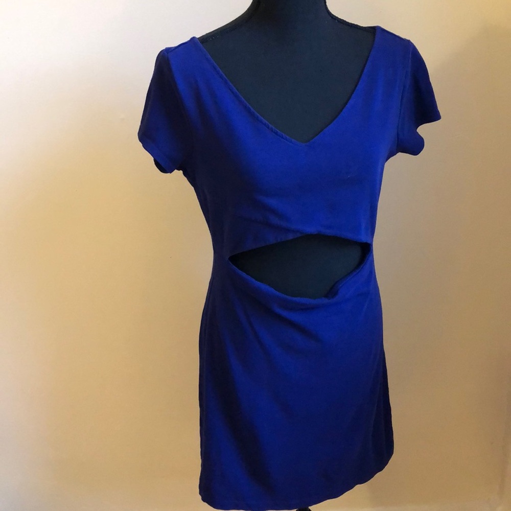 TOPSHOP blue mini cutout cotton dress